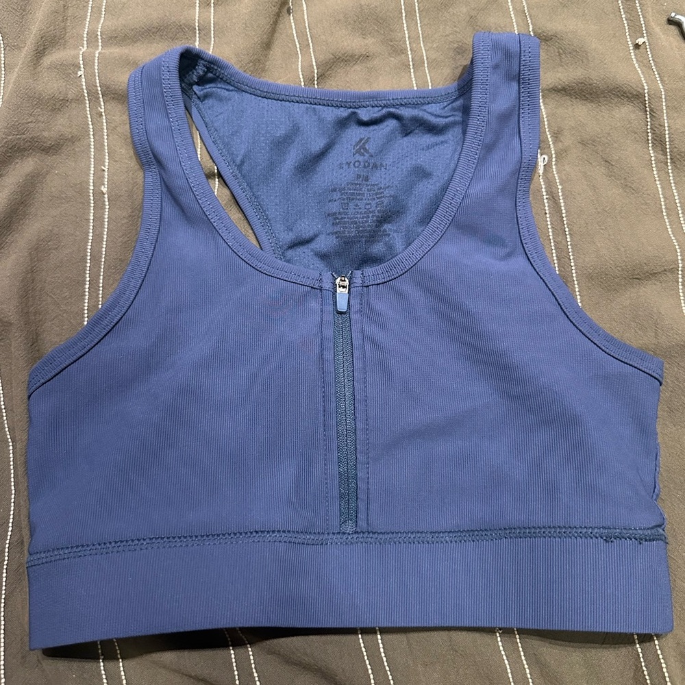 Kyodan Sports Bra Zipper Front Blue Size Small EUC